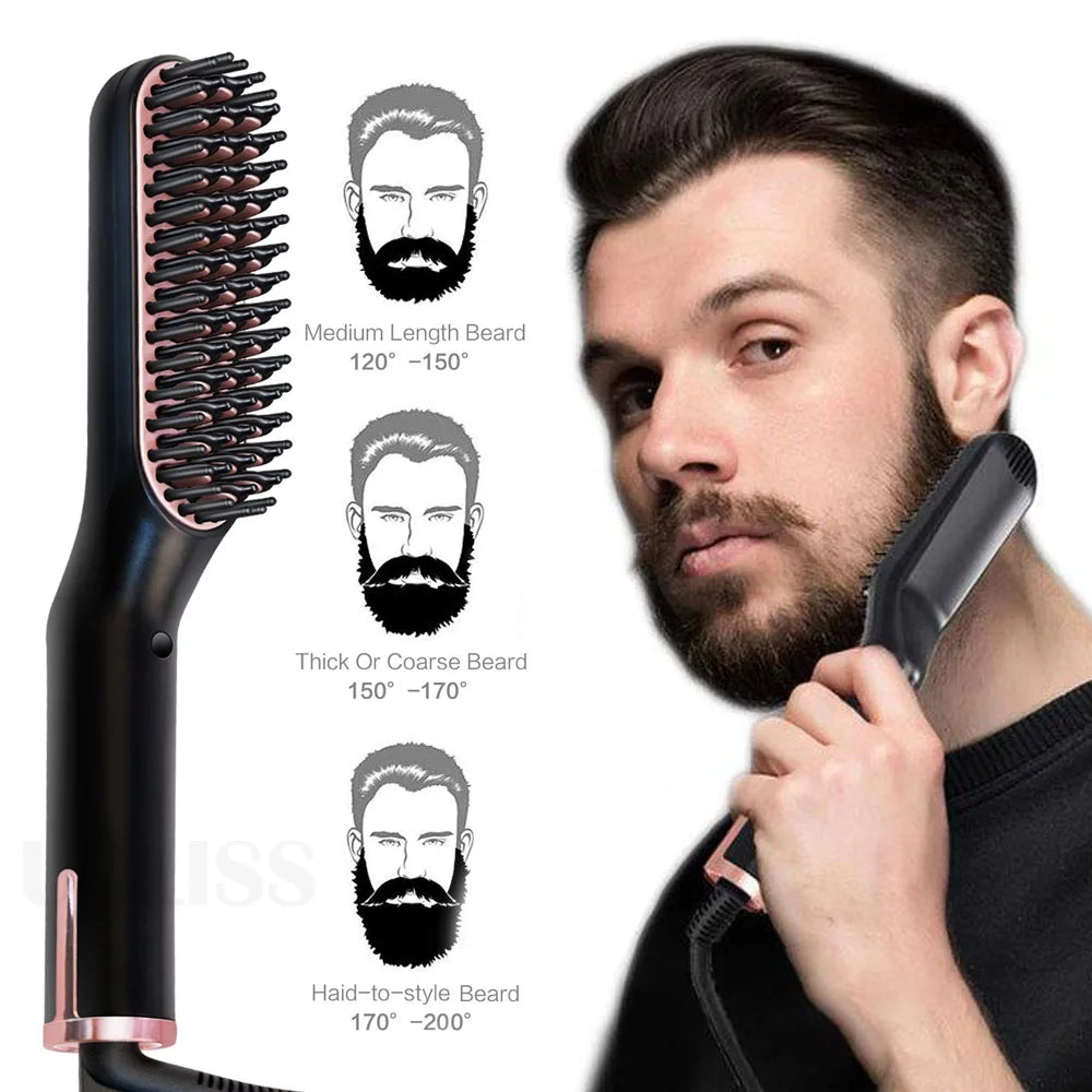 Lisseur de Barbe Électrique Professionnel - Brosse Ionique Humide & Sec