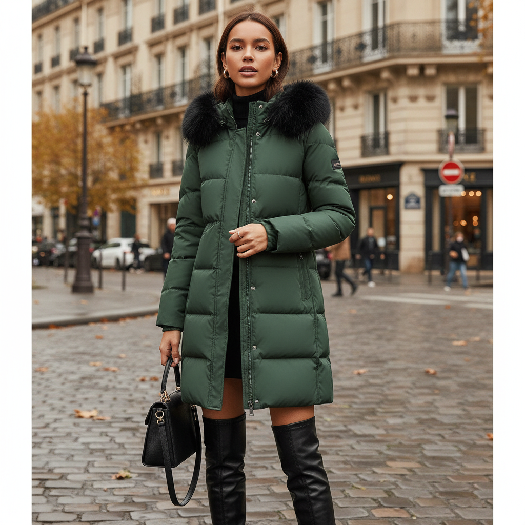 Veste Hiver Femme Mi-Longue Élégante - Collection 2025